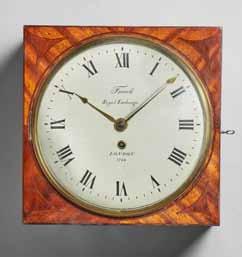 5cm diameter And another with modern replaced movement (2). 150-200 (+26.4% BP ) 743. An unusual William IV mahogany and brass-inlaid square dial timepiece By French, Royal Exchange, London, No.