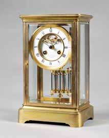 604, striking on a gong 26cm high. 300-500 (+26.4% BP ) 770. A French gilt brass four-glass mantel clock In the Empire Revival style, circa 1900, Maple & Co.