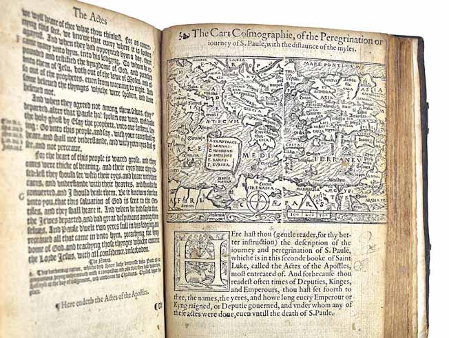 1445. BIBLE - The Newe Testament of our Saviour Iesus Christe, faithfully translated out of the Greke, with the Notes and Expositions of the darke places therein... (1566 revised Coverdale version).