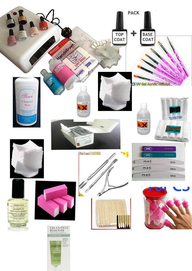 Items and equipment needed to carry out Gel Nail Polish 1. Lamp for workstation 2. UV Gel lamp with timer 3. Nail wipes or tissue to apply and remove products 4.