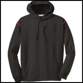 Black/Black ONLY Men s S M L XL to 3 XL Women s S M L XL to 2XL Youth S M L XL ATC PTECH FLEECE VarCITY HOODED SWEATSHIRT In Black with Red