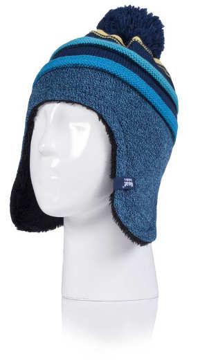 BOYS COSY EARS HAT WITH POM POM & MITTENS 3-6
