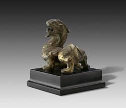 Purchase: William Rockhill Nelson Trust, 35-218 Chimera (bixie) Three Kingdoms (220 265 C.E.) Gilt bronze The ancient Chinese sat on mats, and this mythical beast probably functioned as a mat weight.