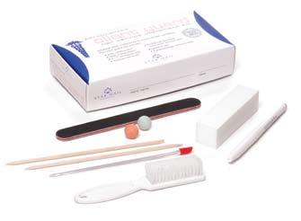 plastic cuticle pusher, cuticle oil pen, NI-900 desiccant, client guard