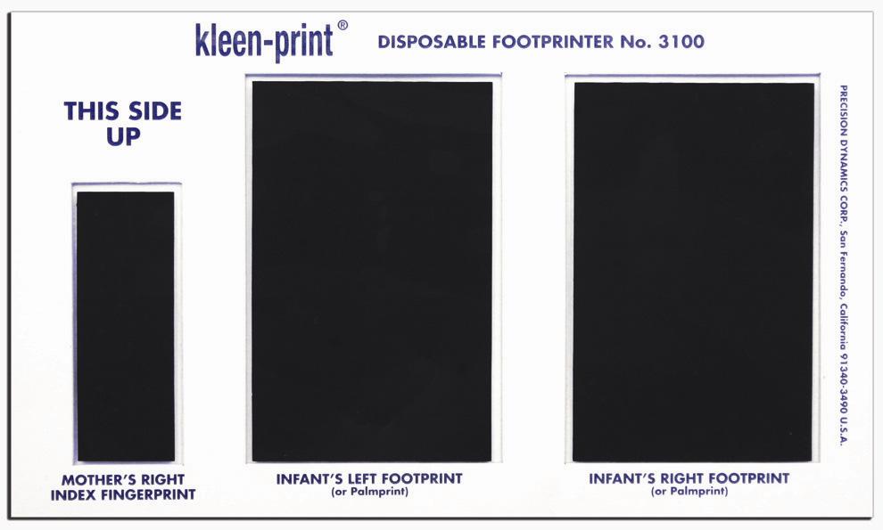 Identification Accessories Precisions Single Post Snaps PD8615-00 250 Snaps per pack Suitable for the CompuBand range Kleen-print Disposable foot printer - Clean & easy to print - Ink does not come