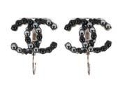 225. Two pairs of Chanel Stud Earrings, one white enamel CC drop earrings, c.