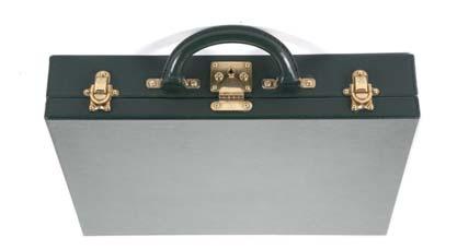 Louis Vuitton Episea Taiga Serviette Kourad Briefcase, c. 2002, dark grey Epi leather with silver tone hardware, 40cm wide, 33cm high, initials G.J X stamped on front centre, grade B- 150-200 414.