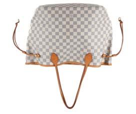 55. Louis Vuitton Damier Azur Neverfull MM, c. 2010, chequered canvas with leather trim, 47cm at widest point, 29cm high, grade B+ 550-650 56. Louis Vuitton Damier Ebene Parioli GM, c.