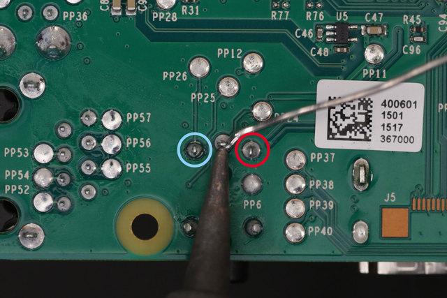 Prep Raspberry Pi Audio Pins On the bottom of the Raspberry Pi 2 PCB, locate the audio jack and