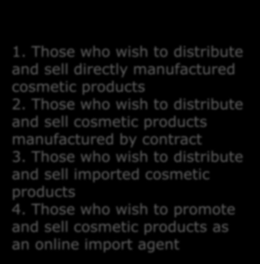 Those who wish to directly manufacture cosmetic
