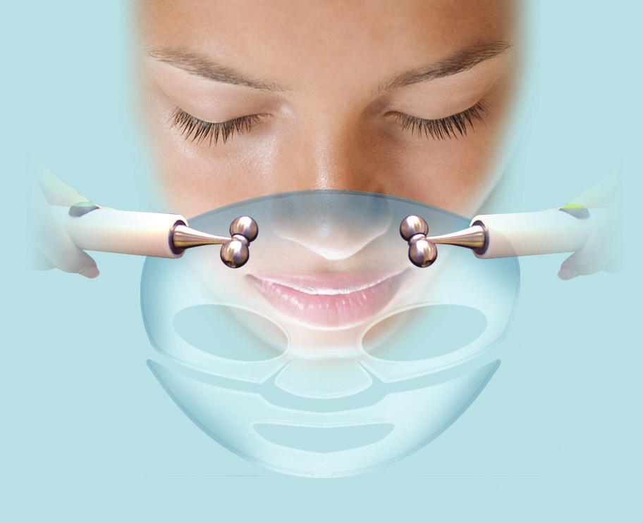 The CACI Hydratone Combining active micro-current hydratone rollers with a unique, electrically conductive hydro smoothing gel mask infused with powerful hydrating properties: Collagen Hydluronic