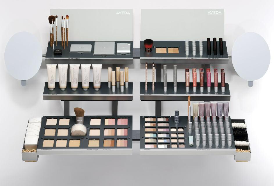 aveda makeup display Display Wall Mounting Kit Unique design creates a wall of color and uses empty wall space where counter space is not available. Includes all hardware and mounting brackets.