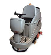 Large 30-gallon tank capacities. Rear drive and anti-skid wheels provide improved balance and traction. Auto slow to prevent tipping. For general cleaning/stripping/heavy duty scrubbing.