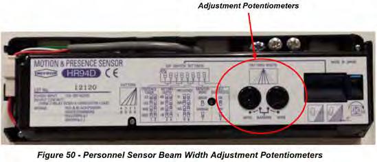 3.9.2 Adjusting the Personnel Sensor Beam Width It is possible to adjust the width of the Personnel Sensor s beam to suit