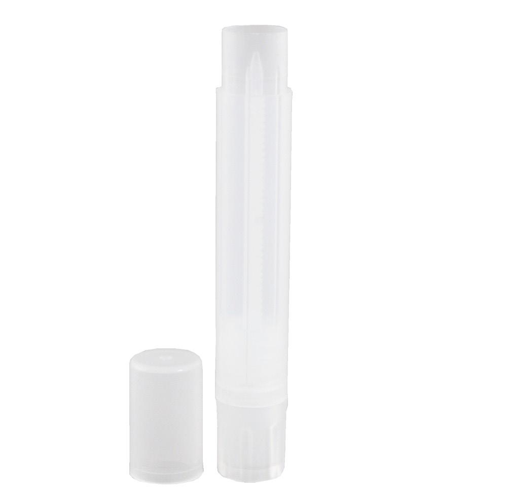 50 LIP CARE CONTAINERS LIP BALM HOLDER (CARA 1) CNT-CARA-01 Description: Reusable transparent plastic lipbalm container with revolvable stick holder. Clear body & cap. Height 67mm, diameter 16mm.