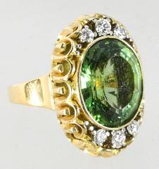 $9,000 - $11,000 443 444 445 446 Lot # 429 429 430 431 432 433 434 435 436 437 438 Ladies' 18K yellow and white gold ring bezel set with green tourmaline.