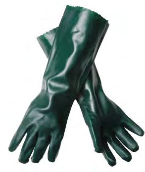 Green Double Dipped PVC Glove Hand Protection Double Dipped PVC Glove with textured finish providing wet and dry grip, protection against chemical and mechanical hazards, robust glove with high