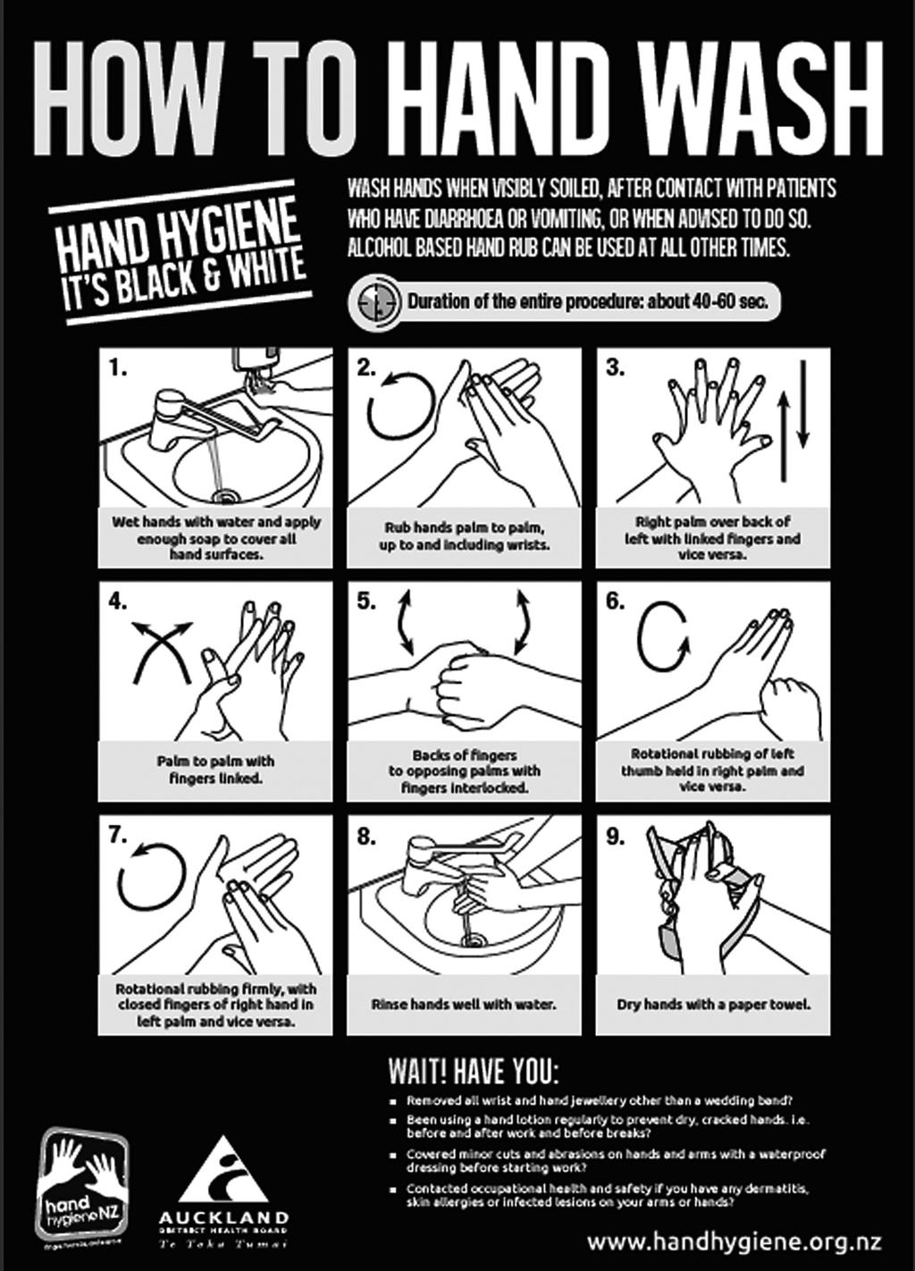 Figure 2 : How to hand wash - Poster It is strongly recommended that the above poster (or similar from www.handhygiene.