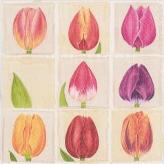This design reminds us of tulip fields in Holland and the fresh cut tulips sold in bunches along the streets of