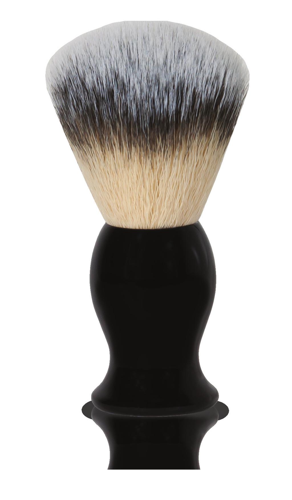 SHAVE BRUSH High grade synthetic hair shave brush. Provides the perfect balance of strength and softness to gently exfoliate dry skin while raising beard hairs for a barber close shave.