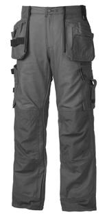 Carpenter trousers, Carpenter ACE Trousers with pockets for tools and pens. Reinforced pockets, knees and ankles. Safety pocket with zip on left utility pocket. Pocket for first-aid kit.
