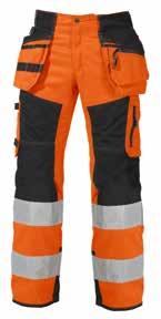 Size: 44-64, 88-124, 144-158 CE: EN ISO 20471 class 2 248043711 Yellow/Navy 248033711 Yellow/Black 248033718 Orange/Black High-visibility clothing Carpenter trousers class 2 Trousers with pockets for