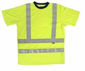 High-visibility clothing T-Shirt class 3 T-Shirt with crew neck. Elastic reflectors.