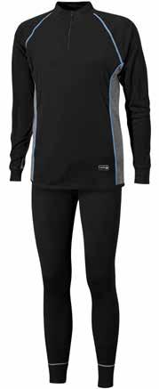 Super base layer polyester New! Thin and comfortable base layer set. Moisture-wicking fabric. Ribbed ankles. Long back and polo neck with zip. Contrasting blue seams.