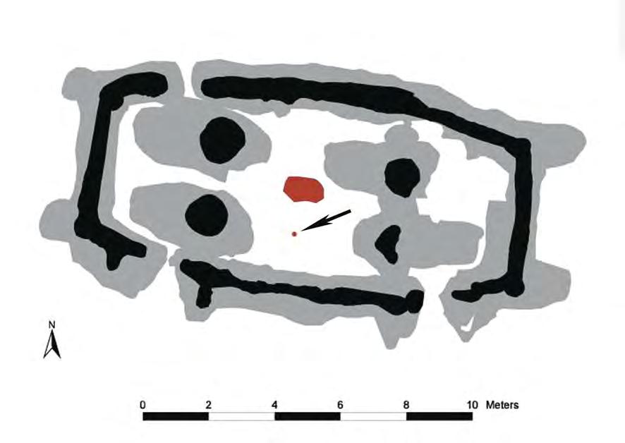 Fig. 1. Uppåkra. The foundation of the house where the glass bowl was found. Drawing by Birgitta Piltz-Williams and Karl-Magnus Lenntorp. 2000; Larsson 2001a b; 2002).