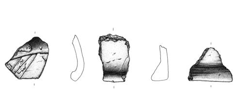 A B C D E F Fig 12. Pottery-sherds from the house sequence.