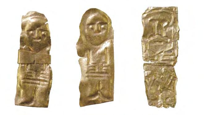a b c d Fig. 14. The figures fnr 2785 (a, with an added neck ring ) and 2494 (b) are die-identical. The stylised fnr 300 (c d) is shown from both front and back. Photo: B. Almgren, LUHM (4:1).