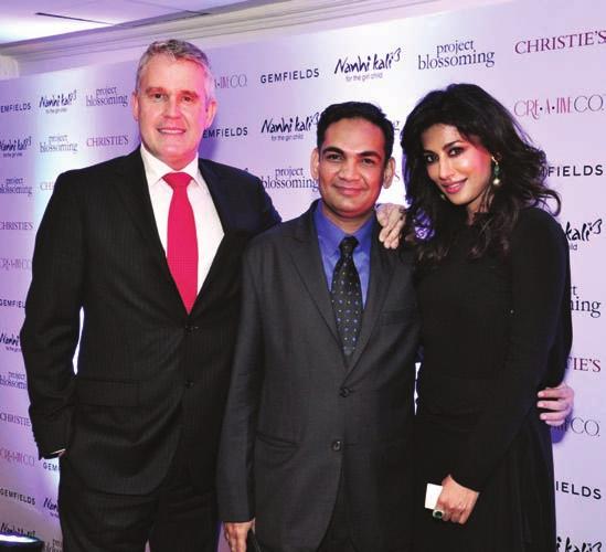 (From left) Ian Harebottle, Rupak Sen, and Chitrangda Singh at The Project Blossoming auction Nisha Jamvwal Pria Kataaria Puri Gemfields Project Blossoming Collection Auctioned In Mumbai Rouble Nagi