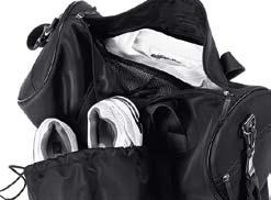 Snap hook for keys. Separate wet compartment. Shoe bag with Velcro fastening and AMG logo.