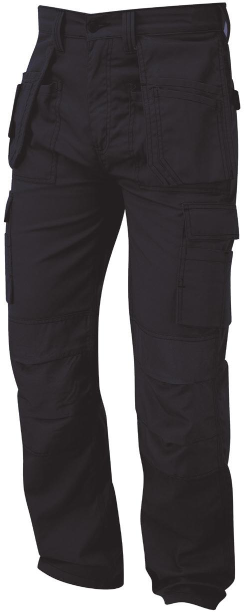 thigh) Heavy duty non-scratch fixing stud on waistband High quality brass YKK zip with lifetime guarantee 2 leg lengths Sizes: Waist: 6 24 inclusive Leg: Regular (29 ) Tall (31 ) MERLIN TRADESMAN