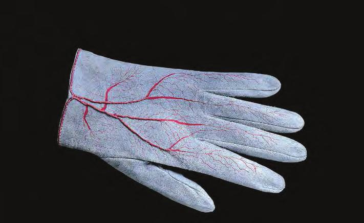 MERET OPPENHEIM Glove, 1985 For Parkett 4 Goat suede with silk-screen and handstitched,