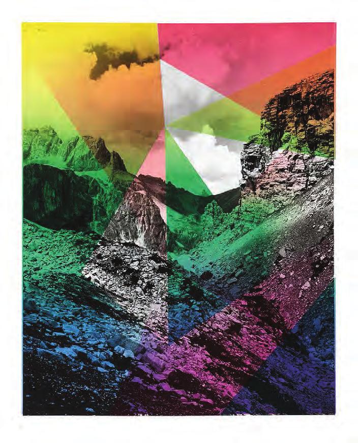 SHIRANA SHAHBAZI Composition With Mountain, 2014 For Parkett 94 6-color lithograph on gelatin silver baryta print.