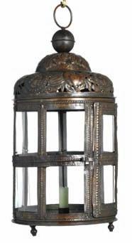 152 a dutch baroque brass lantern. 18th century. later glass. H. 60 cm. diam.