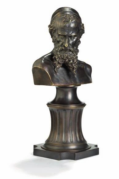 368 368 m ark m atvejevich antokolskii, after "nathan the Wise", patinated bronze bust. Cast after the model by Mark antokolskii from 1868. apparently unmarked. H. 45 cm.