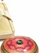 silver-gilt and pink guilloché enamel pill box,