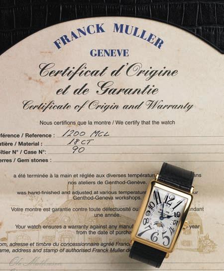 680 680 FraN c K MullE r gentleman's wristwatch of 18 ct. gold. Model long island 1200 Mc l. automatic movement with annual calendar (day, date and month) and moonphase.