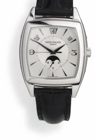 718 p atek p hilippe gentleman's wristwatch of 18 ct. whitegold. Model 5135g gondolo. automatic movement with annual calendar (day, date, month) and moon phase, calibre 324 s Qa lu 24h.