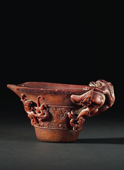 FINE ART + ANTIQUES Oriental works of art Auction: Later this year Chinese carved Rhinoceros cup.