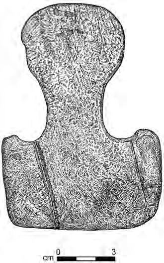 78 Koerper and Sutton Figure 34. Steatite effigy (Item 27) from Burial No. 2, CA-LAN-127. Possibly a dimorphic sexual symbol. 177 mm long, has a maximum diameter of 30 mm, and weighs 223 g.