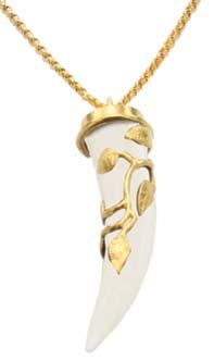 NV 1241 HBV $124 Tusk Necklace, Black Horn 22k Gold Vermeil.