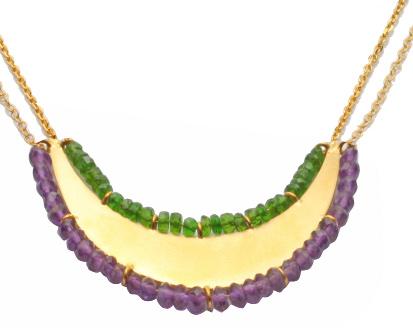 NV 1235 COVB NV 1235 COVPR NV 1235 COVPR $132 Cosmos Necklace-22k Gold Vermeil with stone: Purple amethyst, Green Cromediopside.