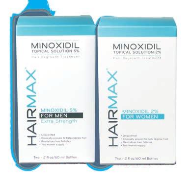 HEALTHY HAIR CARE PRODUCTS HAIRMAX MINOXIDIL FOR MEN & WOMEN Minoxidil is approved by the FDA for growing hair in both men and women on the top of the head and is available without a prescription.
