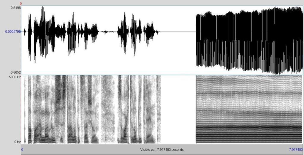 The Acoustic Voice Qualtiy Index (i.e., AVQI) Figure 2. Oscillogram and narrowband spectrogram (window length = 0.
