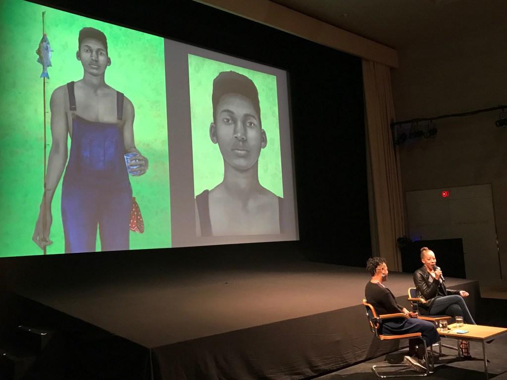 At the National Gallery of Art in Washington, D.C., artist Amy Sherald (right) was in conversation with Hammer Museum Curator Erin Christovale, on Oct. 29, 2017. Photo by Victoria L.