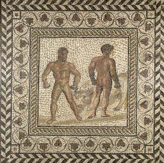 Roman Mosaics across the Empire March 30 September 12, 2016 Mosaic Floor with a Boxing Scene, Gallo- Roman, about 175. Stone and glass tesserae. The.