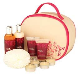 tealights in glass holders Body Therapy Spa Serenity Vanity Bag 14 Includes printed fabric